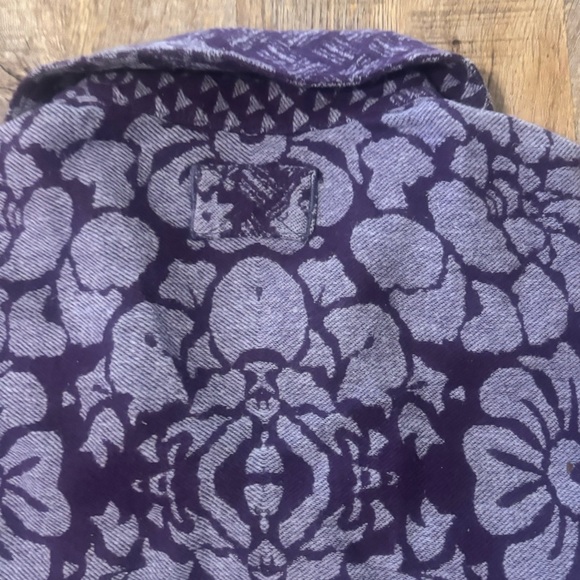 Free People Butterfly Jacquard Shirt / Jacket Purple Size Large - Picture 11 of 16